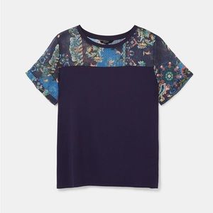 Desigual Bimaterial T-shirt tulle mandalas Size Large